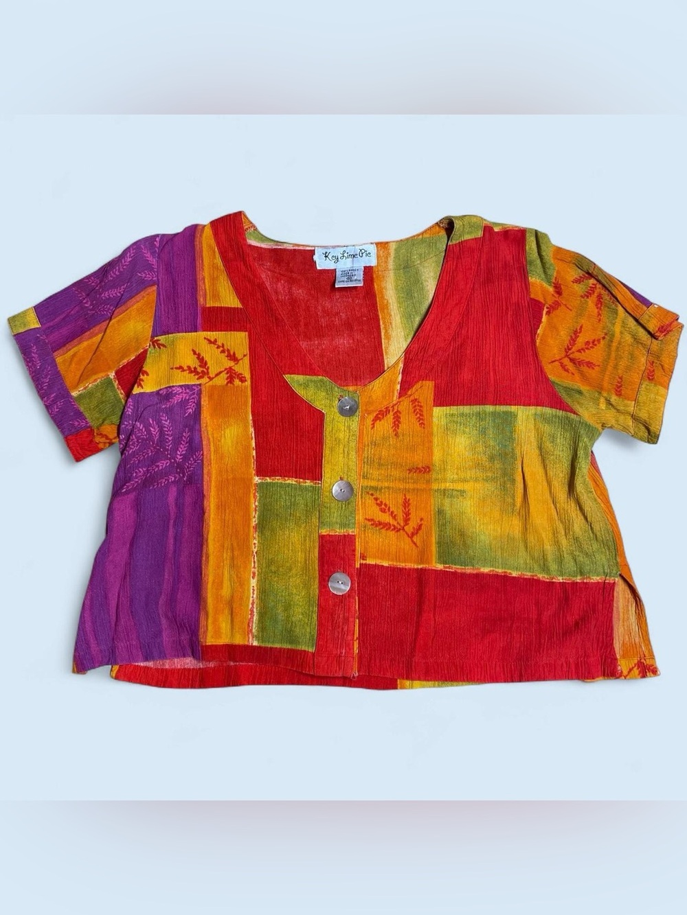 90s Vintage Colorblock Patchwork Crop Top